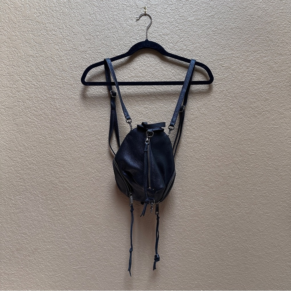 Rebecca Minkoff Black Leather Backpack with Vertical Zipper - Picture 9 of 12